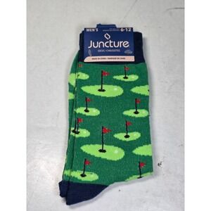 Juncture Men's Golf Socks Size 6-12 Green Navy Red Crew Sock